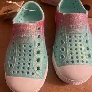 Native Shoes Kids Sparkle Water Shoes - Pink and Aqua